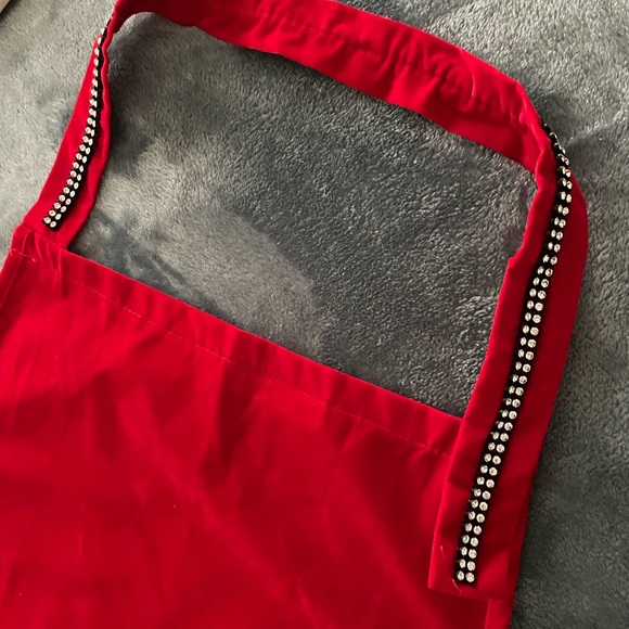 Vtg Hostess apron in faux suede and rhinestones - Picture 7 of 8